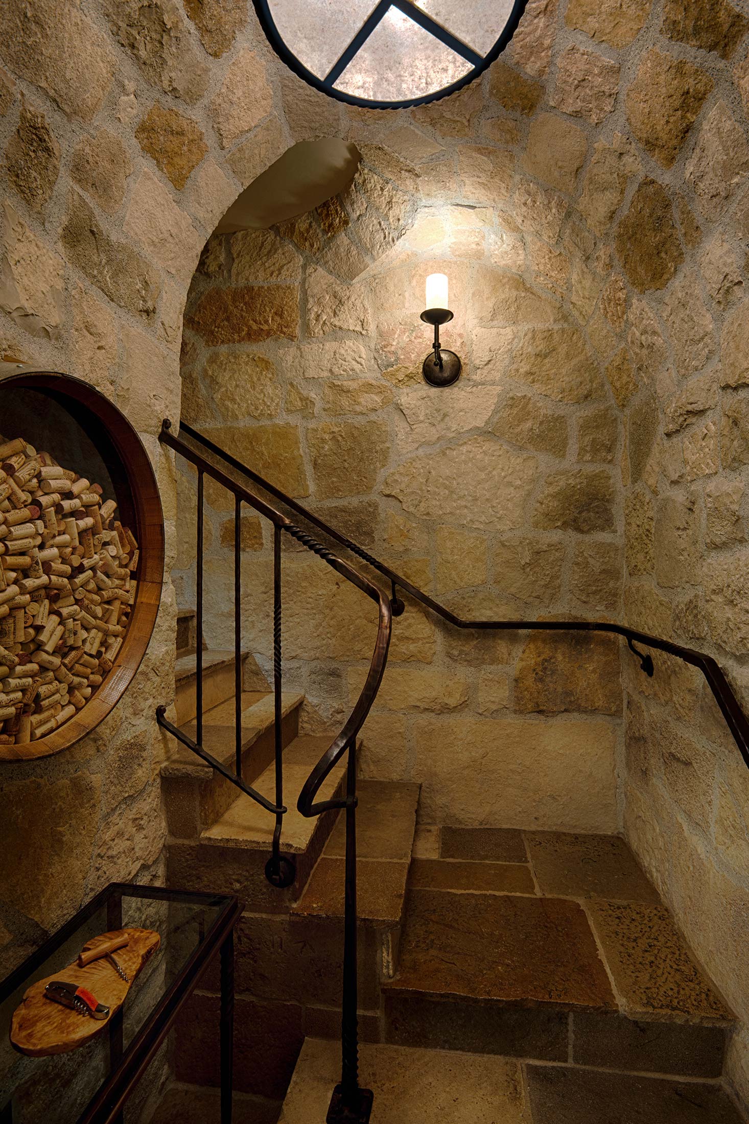 interior design stairwell to wine cellar
